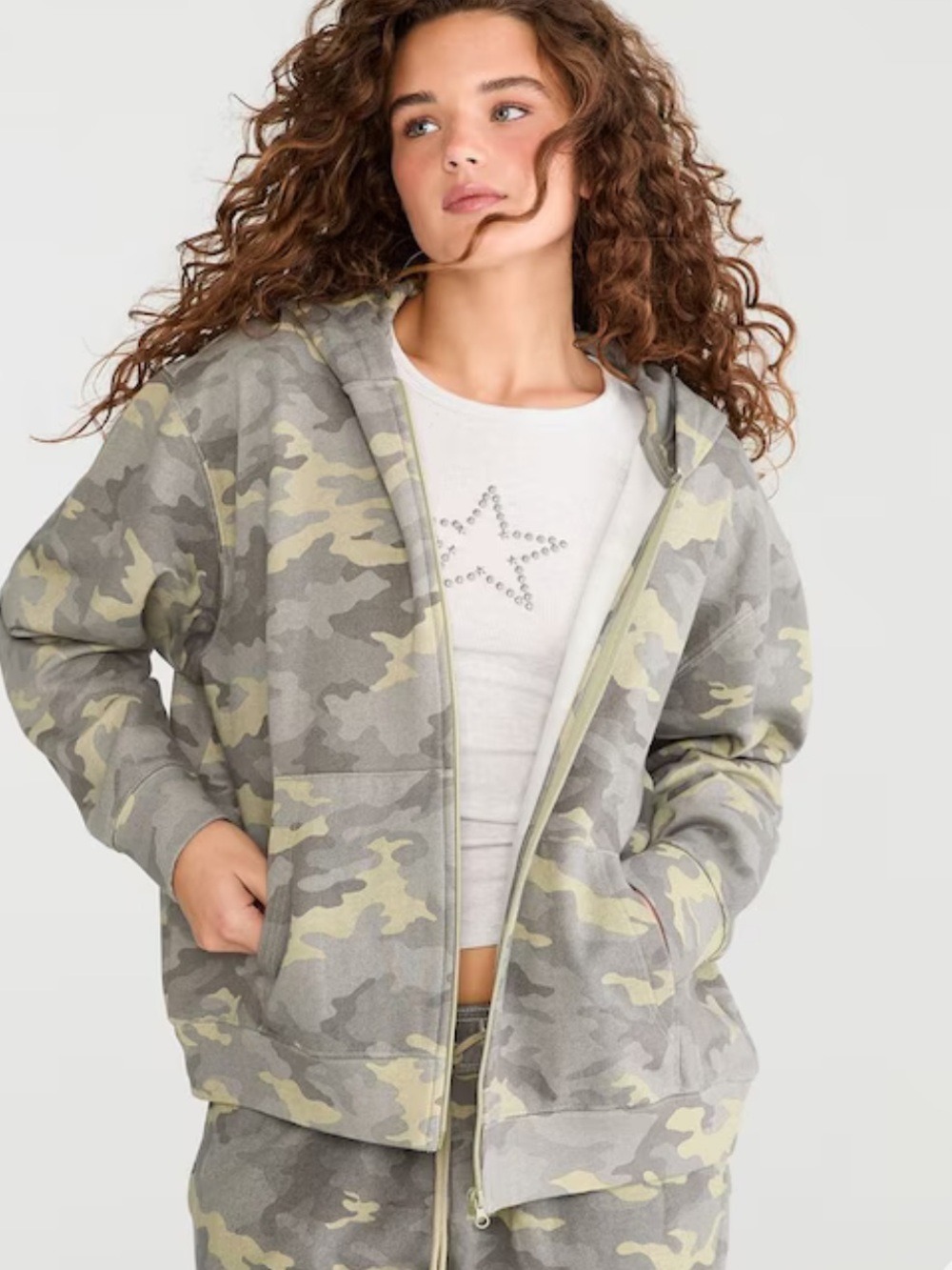 Aeropostale Cloud Soft Camo Full Zip Hoodie Sweatshirt NWT Size XS